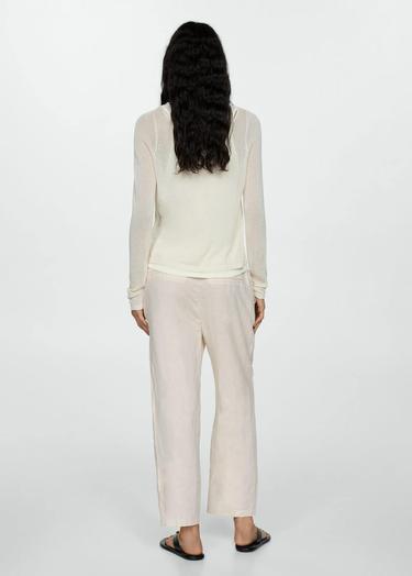  Mango Kadın Keten Jogger Pantolon Ekru