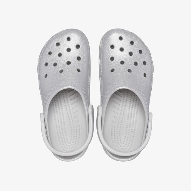 Crocs Classic Glitter Kadın Gri Terlik