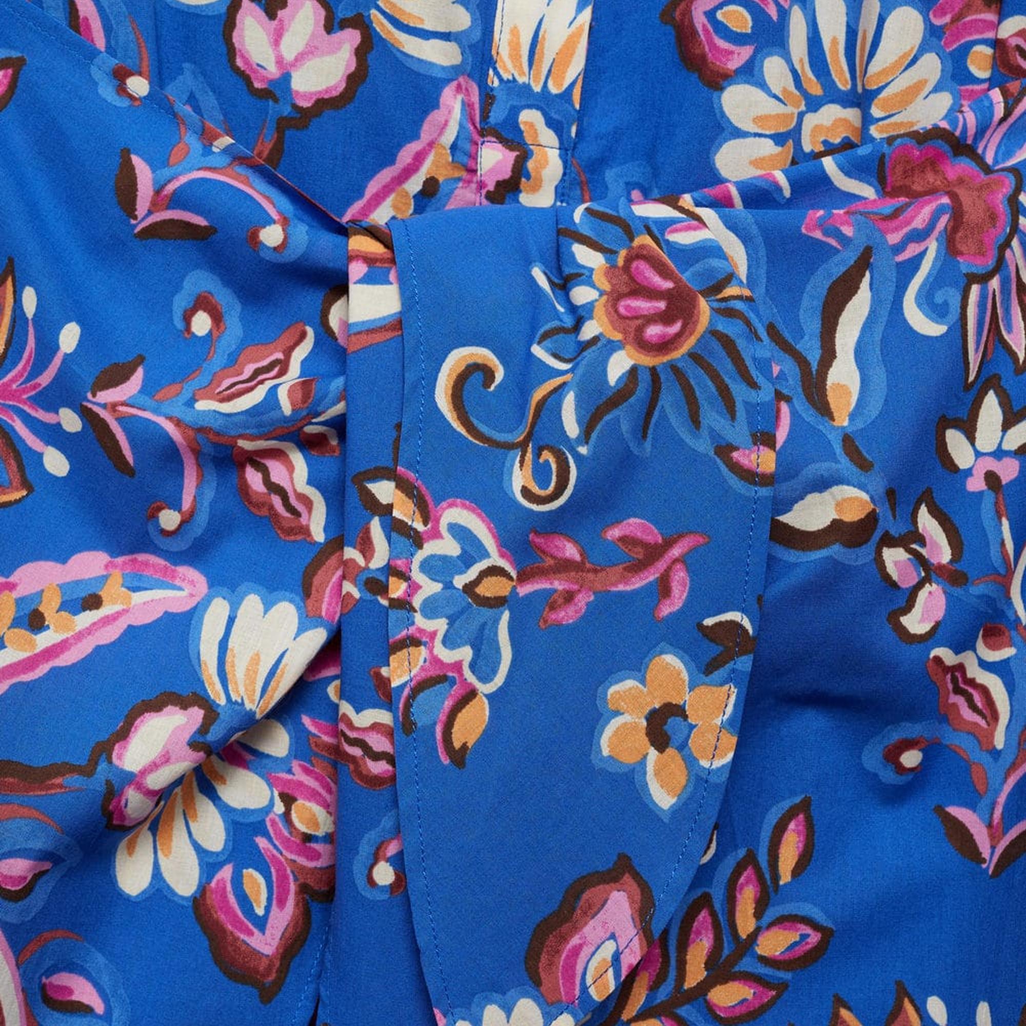 Mango Kadın Bağ Detaylı Çiçek Desenli Elbise Mavi