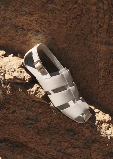  Mango Kadın Deri Sandalet Bej