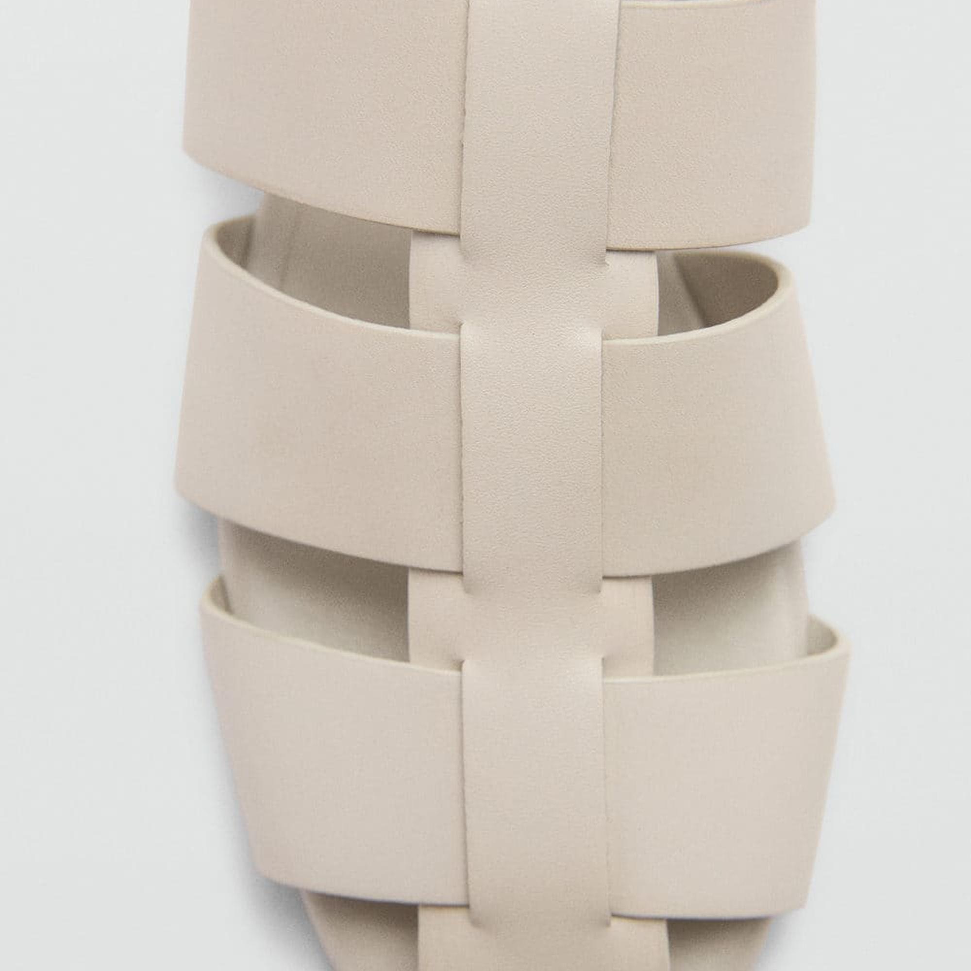 Mango Kadın Deri Sandalet Bej