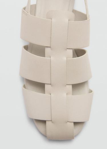  Mango Kadın Deri Sandalet Bej