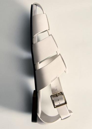  Mango Kadın Deri Sandalet Bej