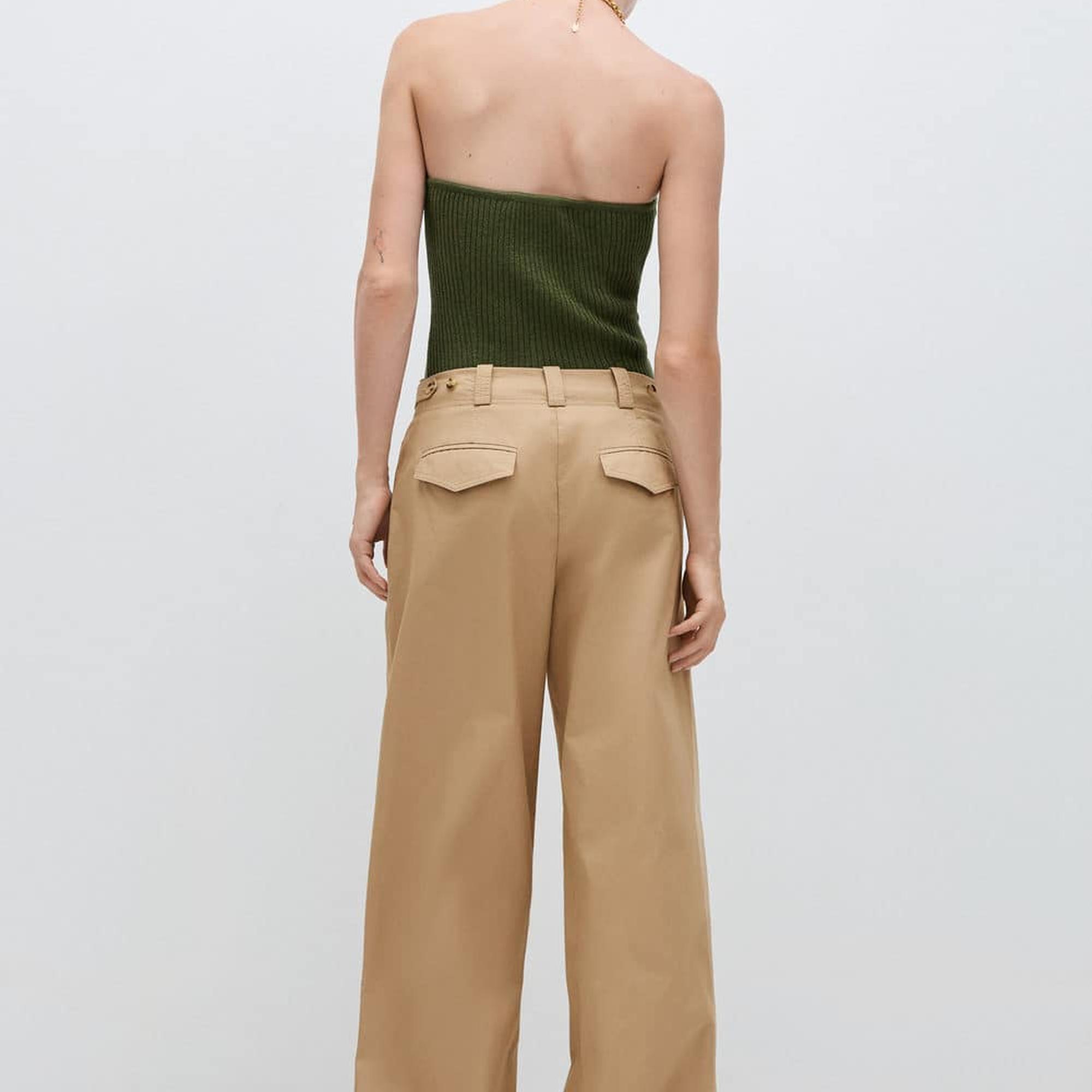 Mango Kadın Pensli Wideleg Pantolon Bej