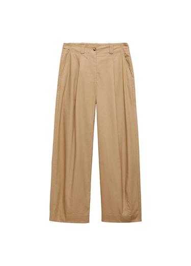  Mango Kadın Pensli Wideleg Pantolon Bej