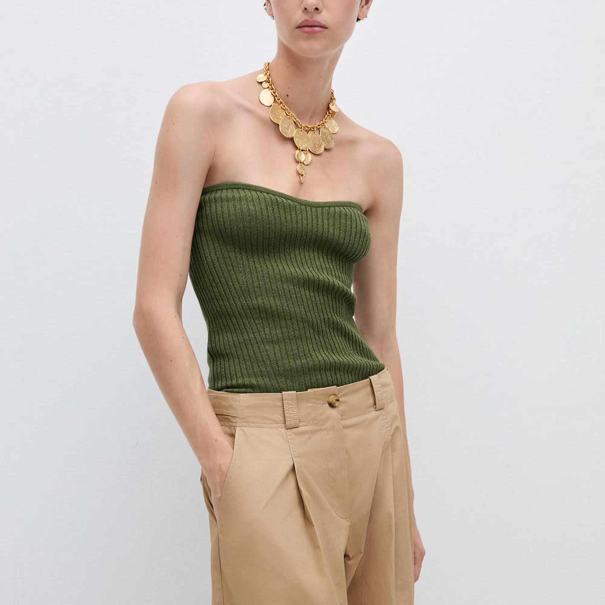 Mango Kadın Pensli Wideleg Pantolon Bej