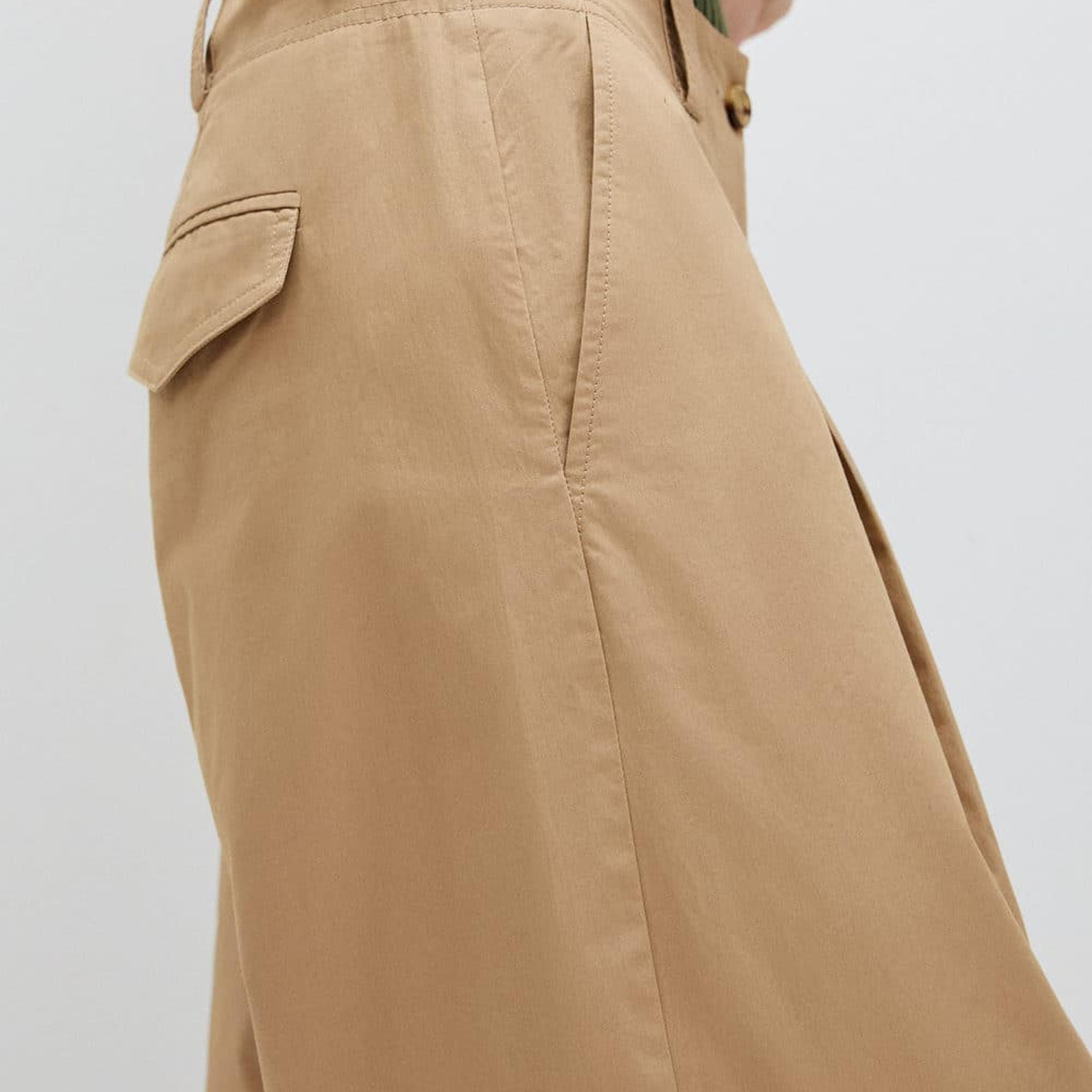 Mango Kadın Pensli Wideleg Pantolon Bej