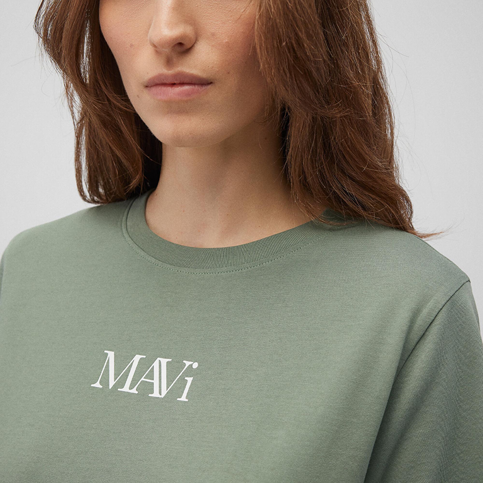 Mavi Mavi Logo Baskılı Yeşil Tişört Regular Fit / Normal Kesim 1611594-81976