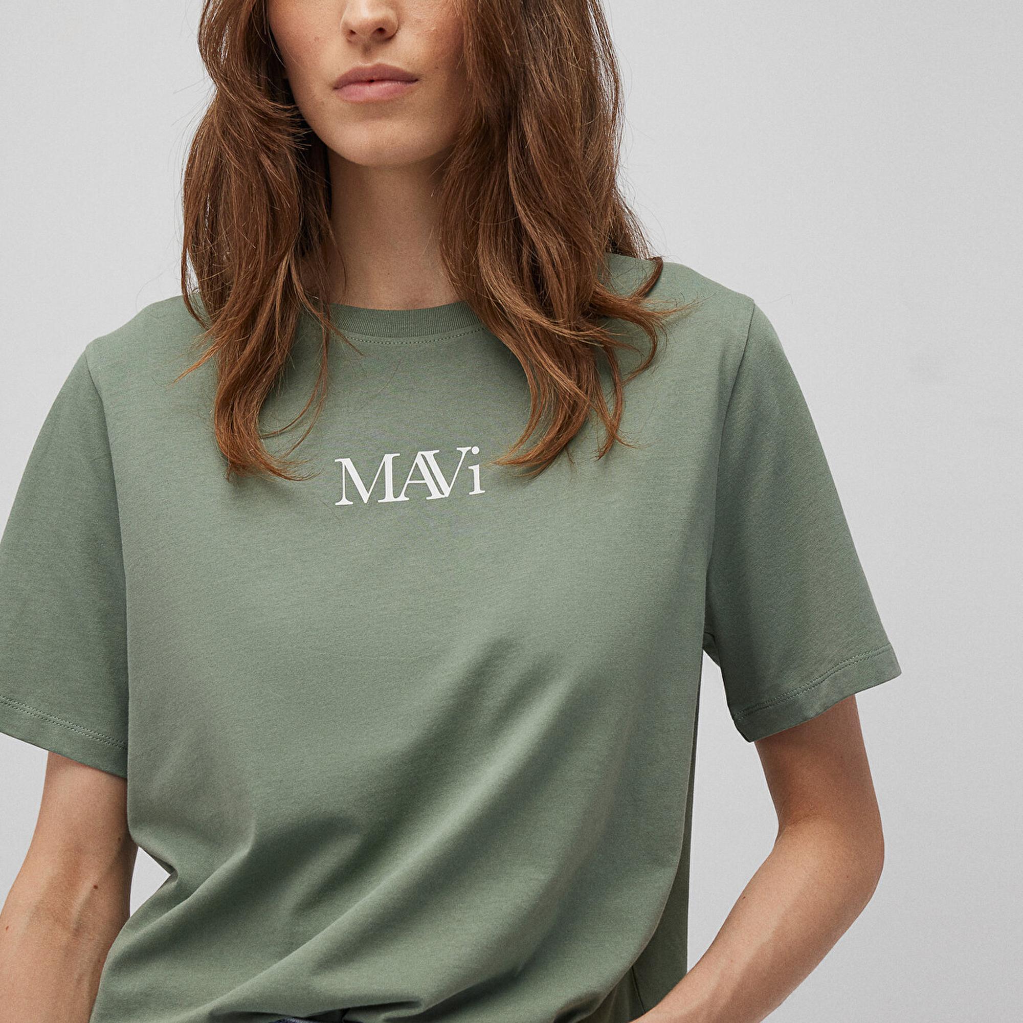 Mavi Mavi Logo Baskılı Yeşil Tişört Regular Fit / Normal Kesim 1611594-81976