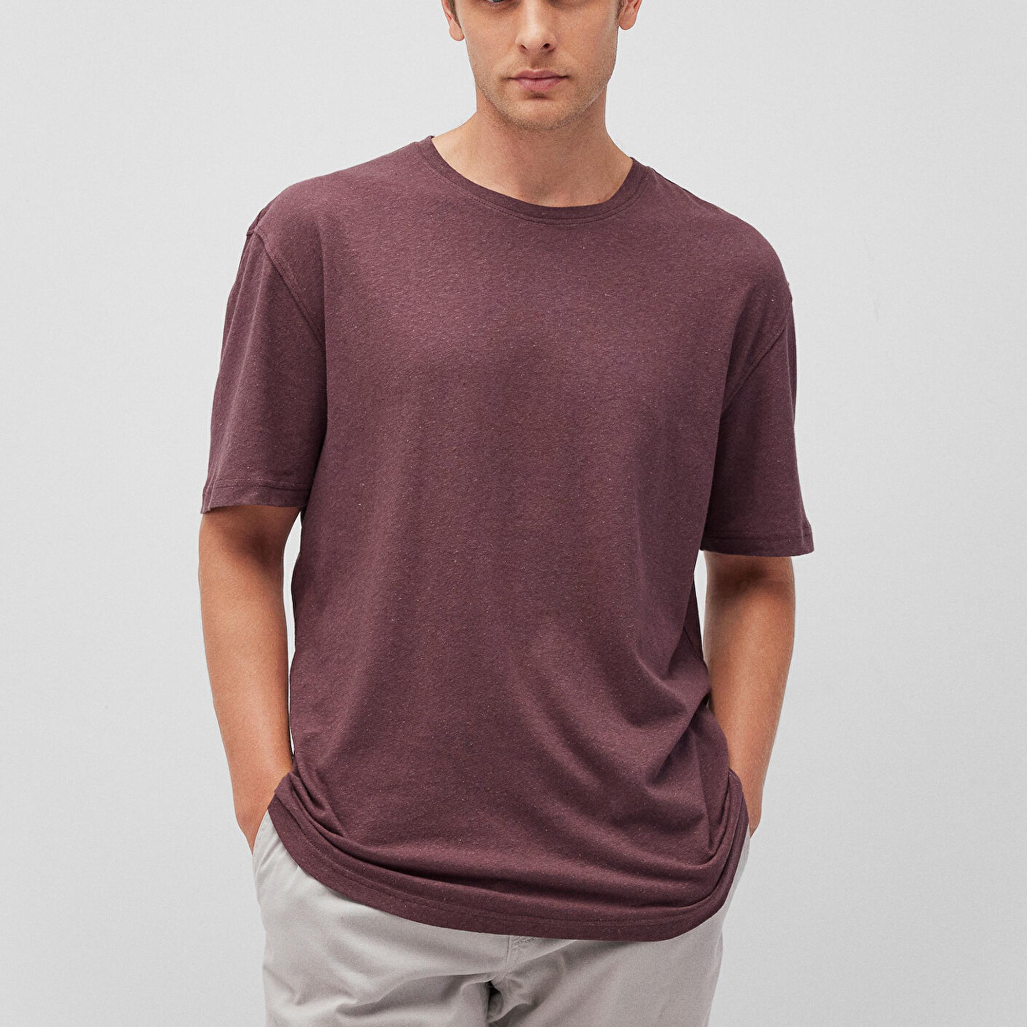 Mavi Kahverengi Basic Tişört Loose Fit / Bol Rahat Kesim 0612228-70260