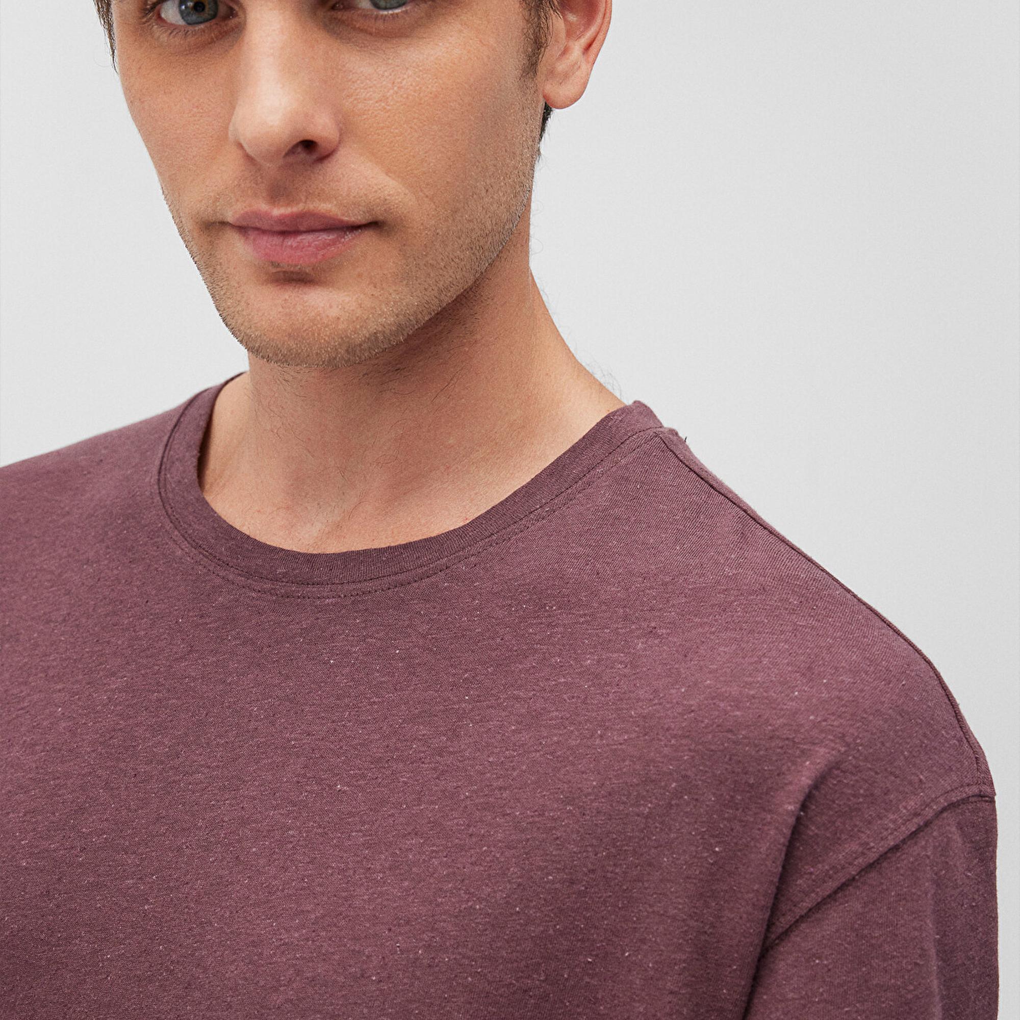 Mavi Kahverengi Basic Tişört Loose Fit / Bol Rahat Kesim 0612228-70260