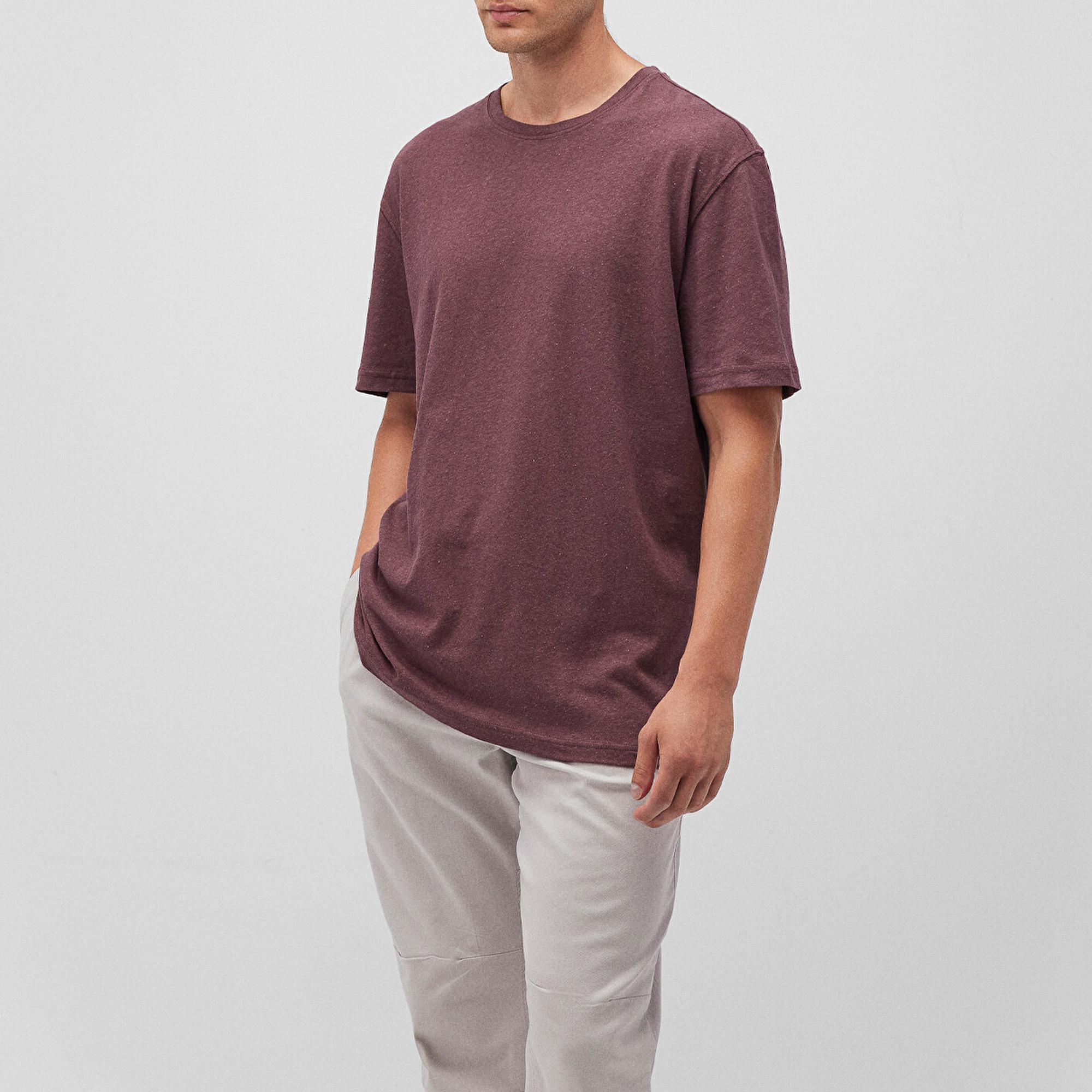 Mavi Kahverengi Basic Tişört Loose Fit / Bol Rahat Kesim 0612228-70260