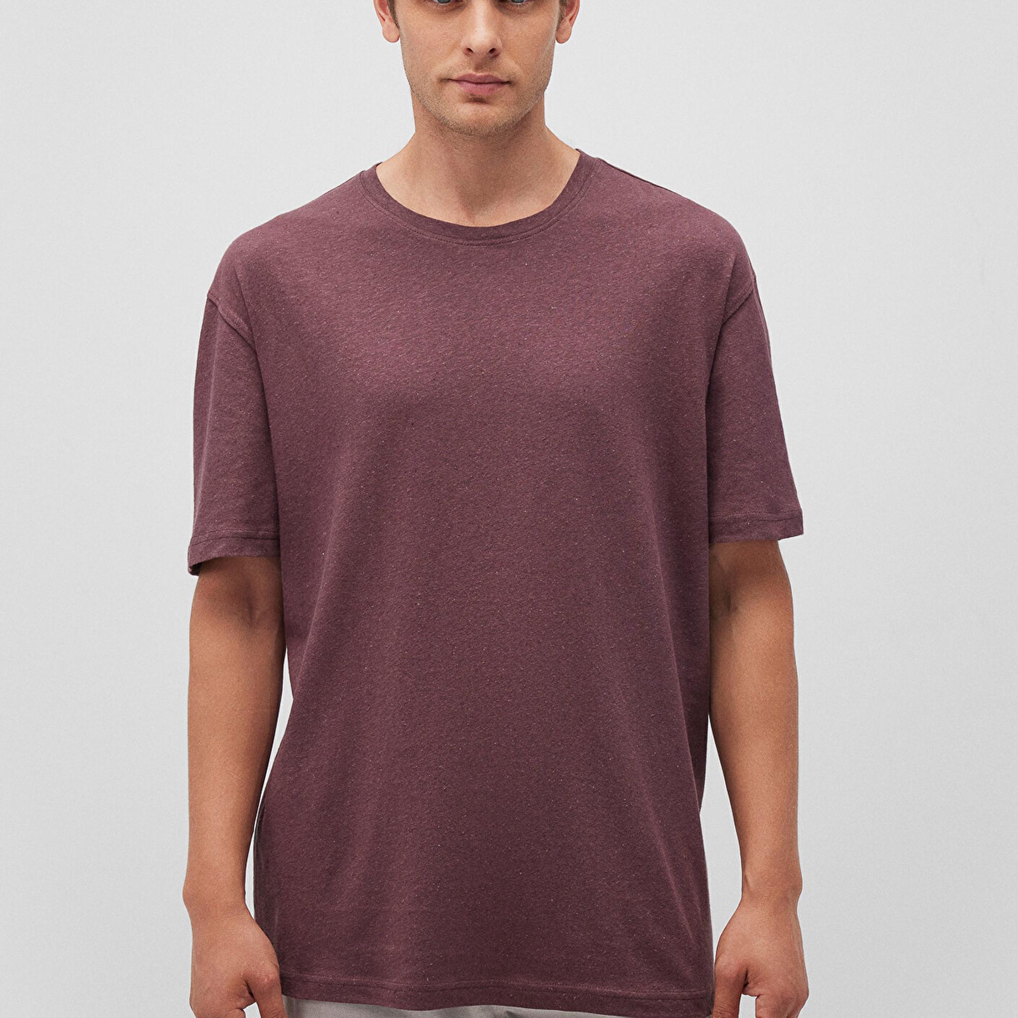 Mavi Kahverengi Basic Tişört Loose Fit / Bol Rahat Kesim 0612228-70260