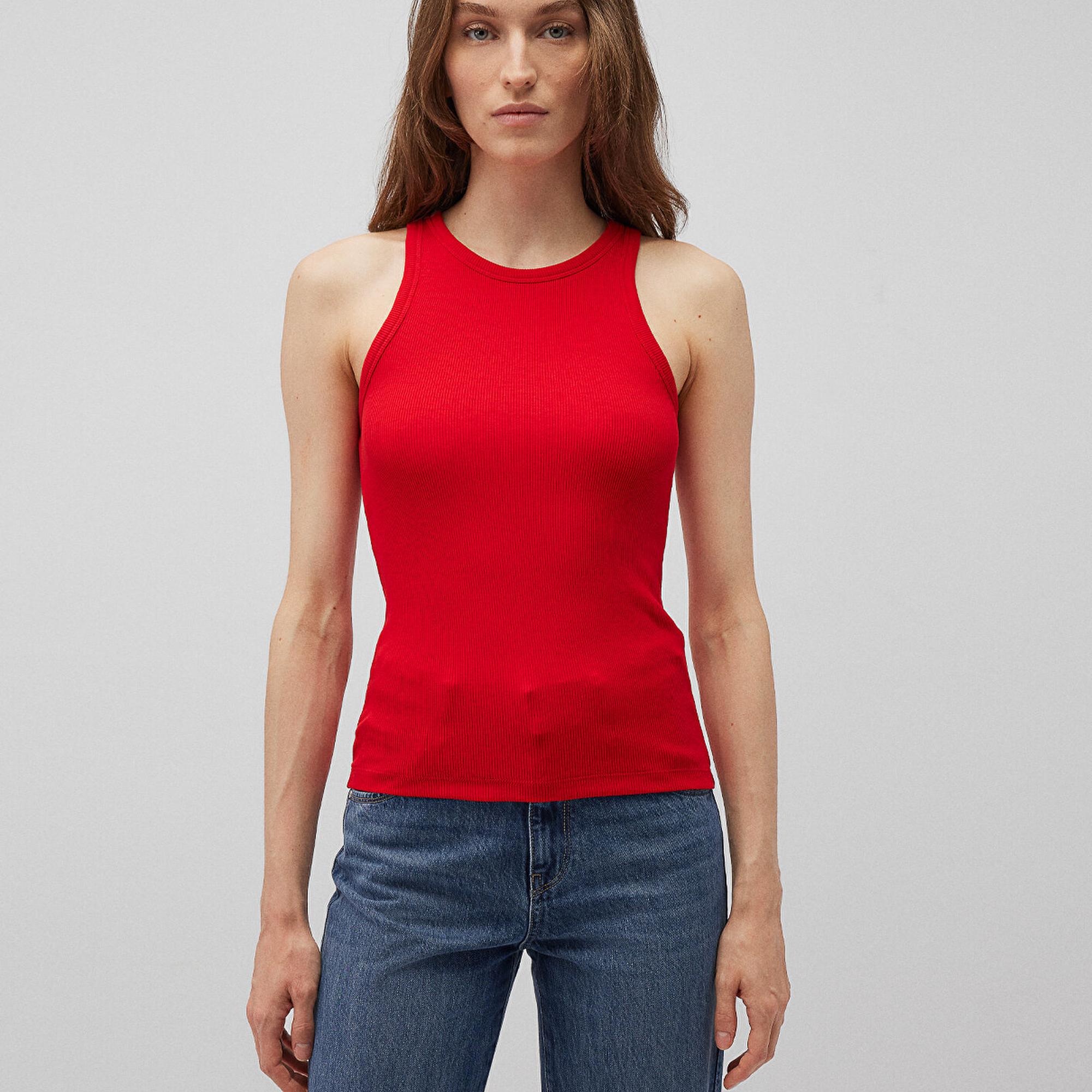 Mavi Halter Yaka Krımızı Basic Atlet Slim Fit / Dar Kesim 1612462-70467