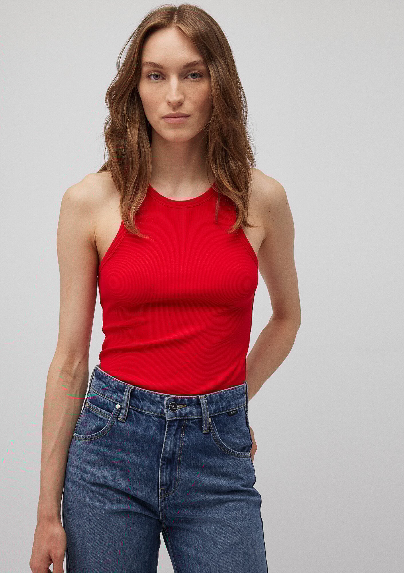  Mavi Halter Yaka Krımızı Basic Atlet Slim Fit / Dar Kesim 1612462-70467