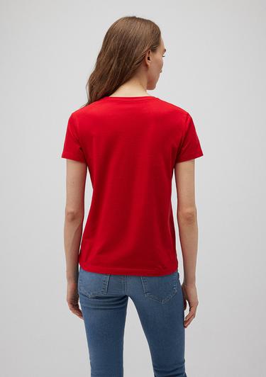  Mavi Baskılı Kırmızı Tişört Slim Fit / Dar Kesim 1612604-82054