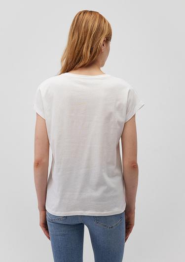  Mavi Baskılı Beyaz Tişört Regular Fit / Normal Kesim 1612617-70057