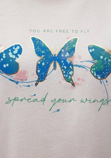  Mavi Baskılı Beyaz Tişört Regular Fit / Normal Kesim 1612617-70057