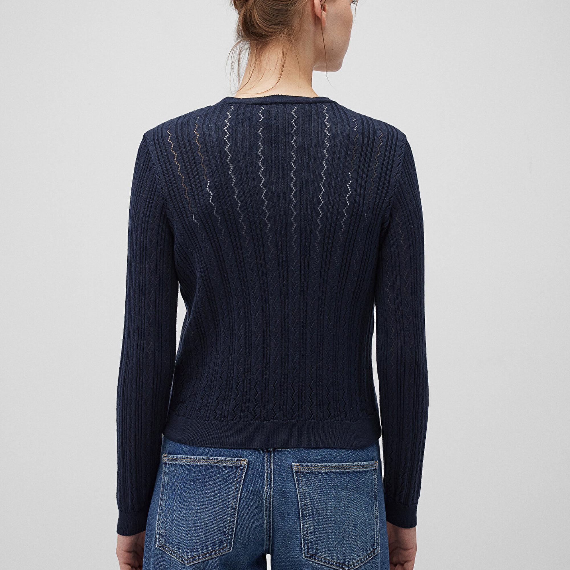 Mavi Düğmeli Lacivert Hırka Fitted / Vücuda Oturan Kesim 1710488-86623