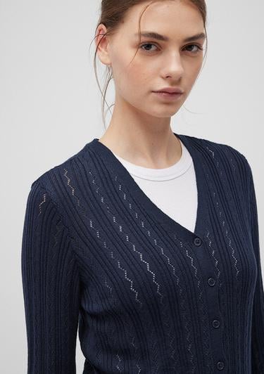  Mavi Düğmeli Lacivert Hırka Fitted / Vücuda Oturan Kesim 1710488-86623