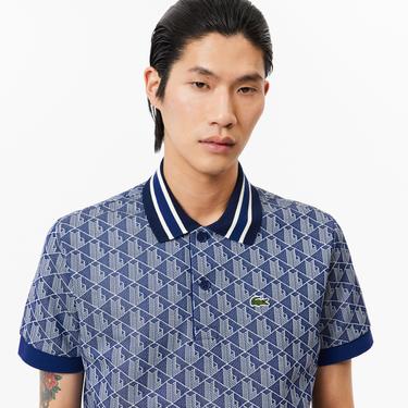  Lacoste Erkek Classic Fit Monogram Lacivert Polo