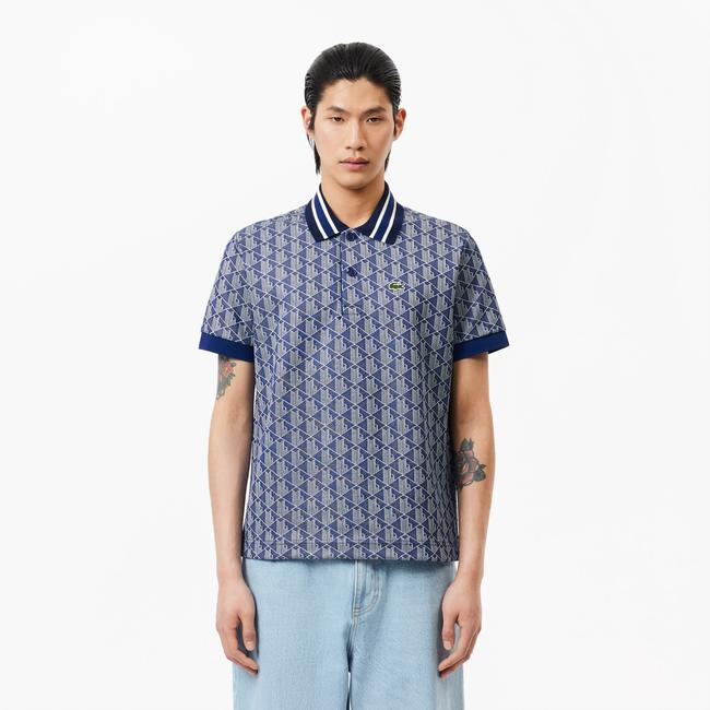  Lacoste Erkek Classic Fit Monogram Lacivert Polo