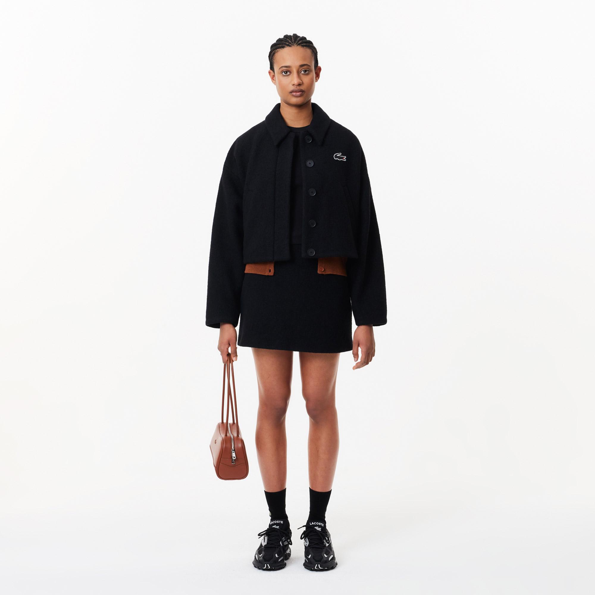 Lacoste Kadın Slim Fit Bisiklet Yaka Siyah T-Shirt