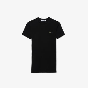  Lacoste Kadın Slim Fit Bisiklet Yaka Siyah T-Shirt