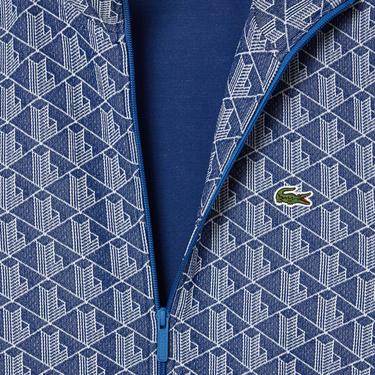  Lacoste Erkek Regular Fit Fermuarlı Monogram Lacivert Sweatshirt