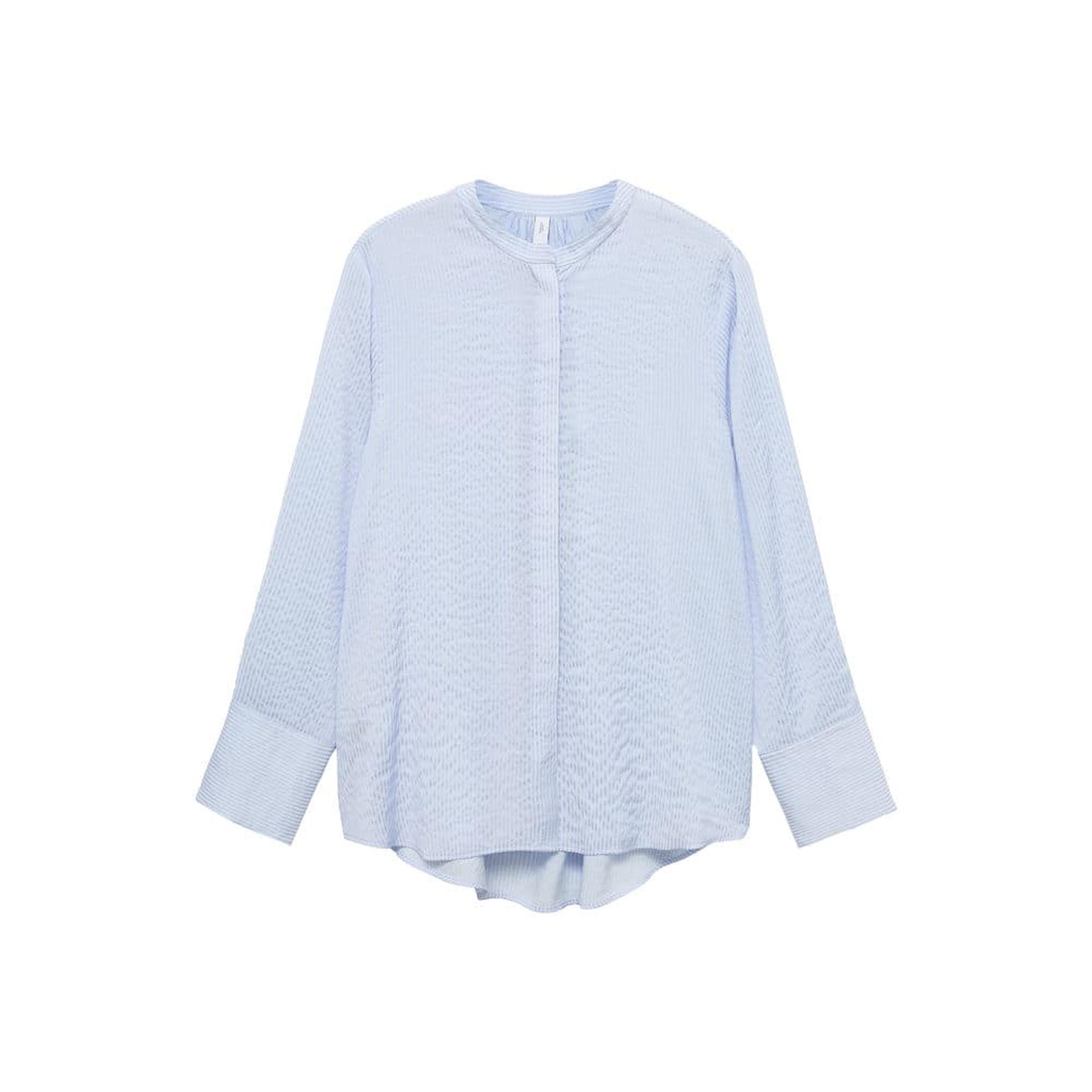 Mango Kadın Çizgili Dökümlü Gömlek Mavi