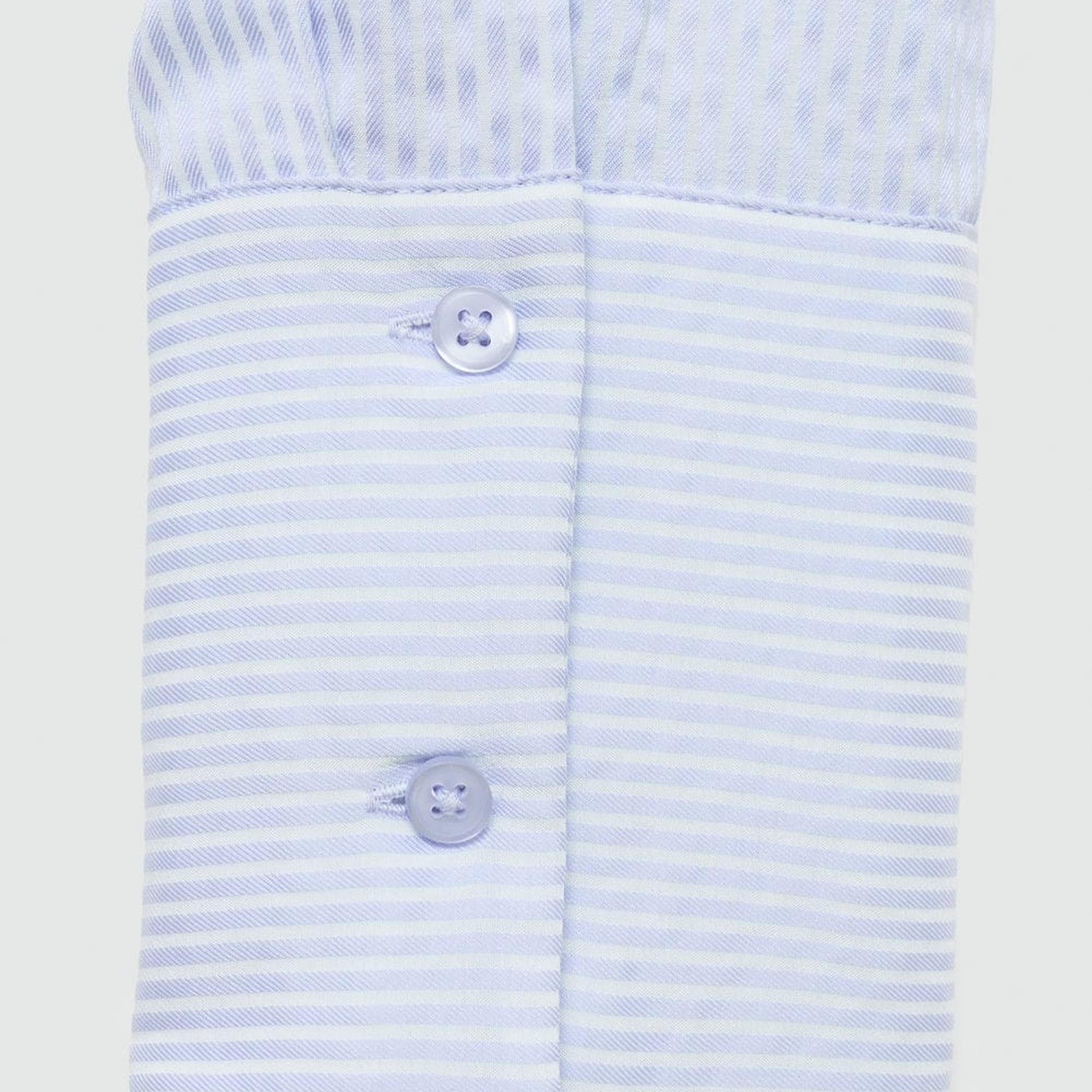 Mango Kadın Çizgili Dökümlü Gömlek Mavi