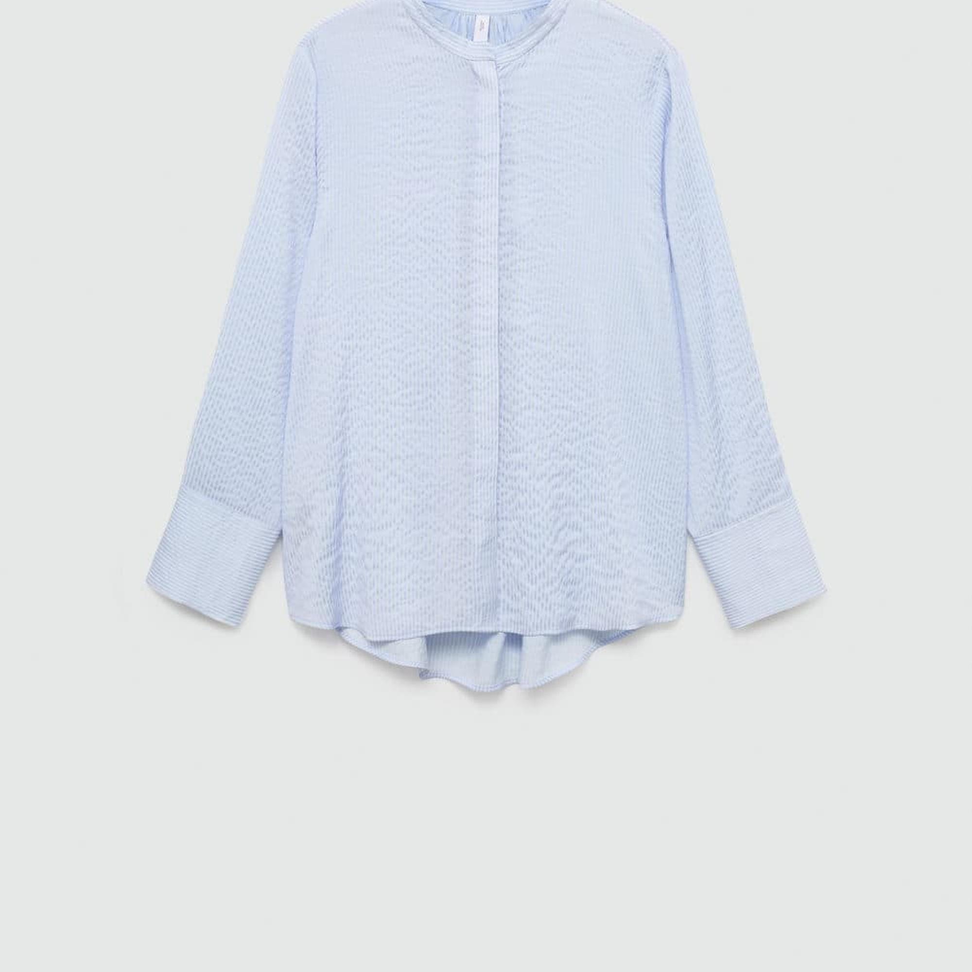 Mango Kadın Çizgili Dökümlü Gömlek Mavi