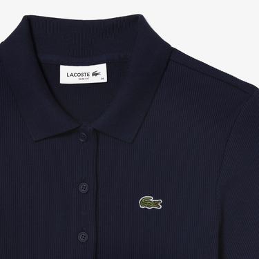  Lacoste Kadın Slim Fit Organik Pamuk Lacivert Polo