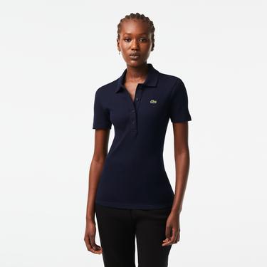  Lacoste Kadın Slim Fit Organik Pamuk Lacivert Polo