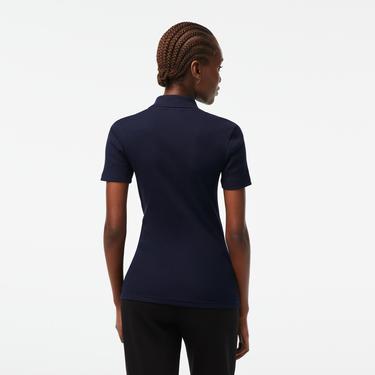  Lacoste Kadın Slim Fit Organik Pamuk Lacivert Polo
