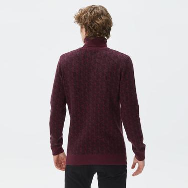  Lacoste Erkek Boğazlı Yaka Bordo Triko