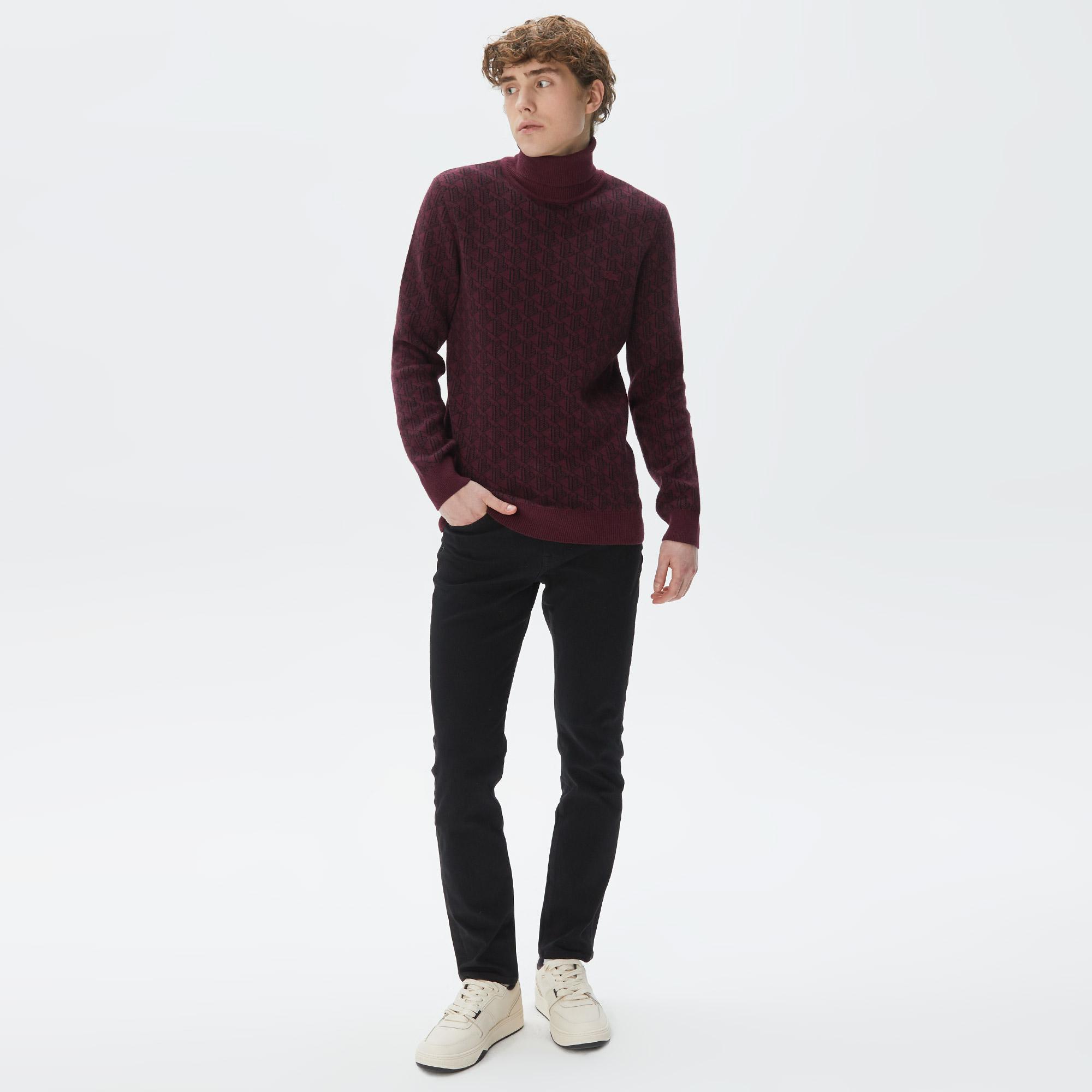 Lacoste Erkek Boğazlı Yaka Bordo Triko