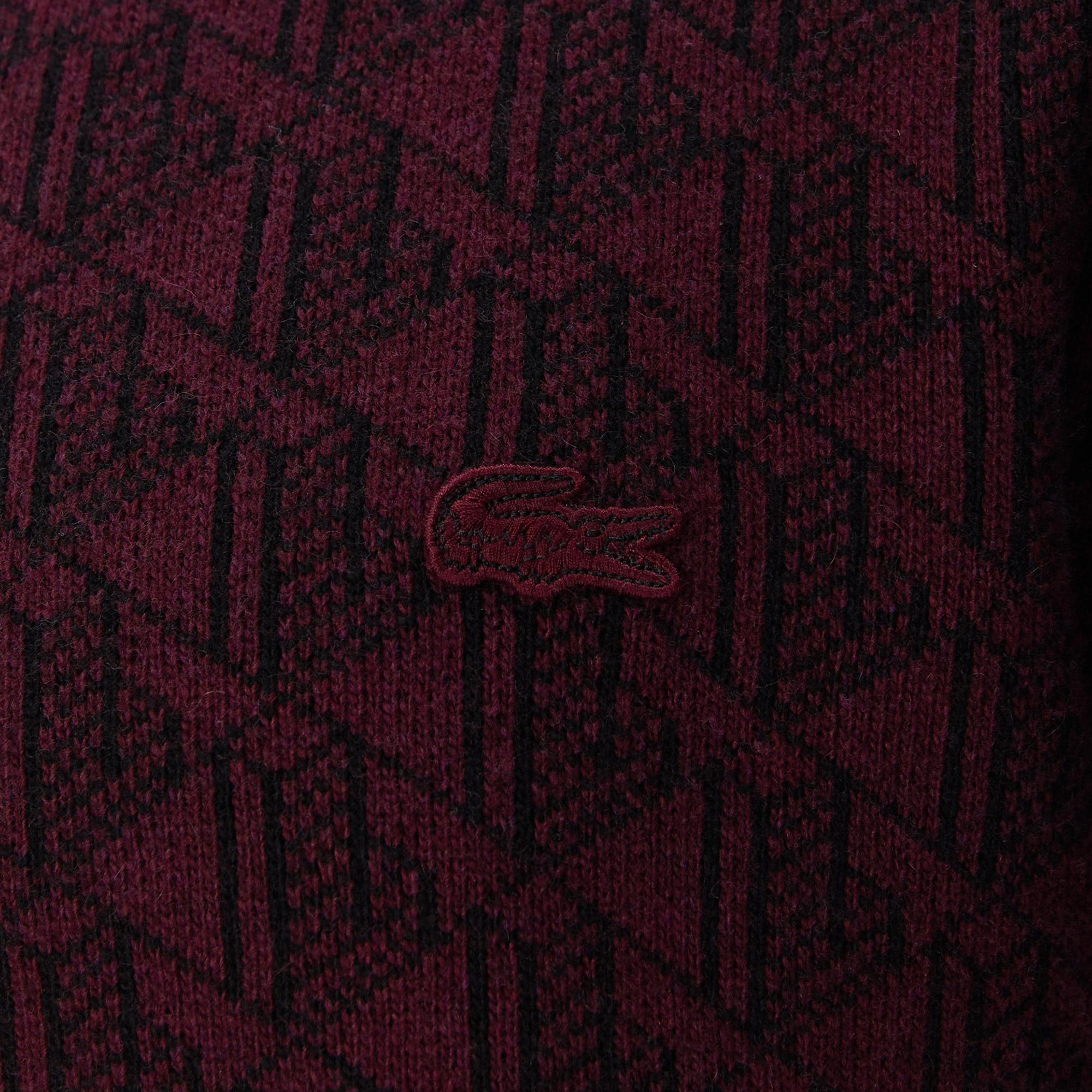 Lacoste Erkek Boğazlı Yaka Bordo Triko