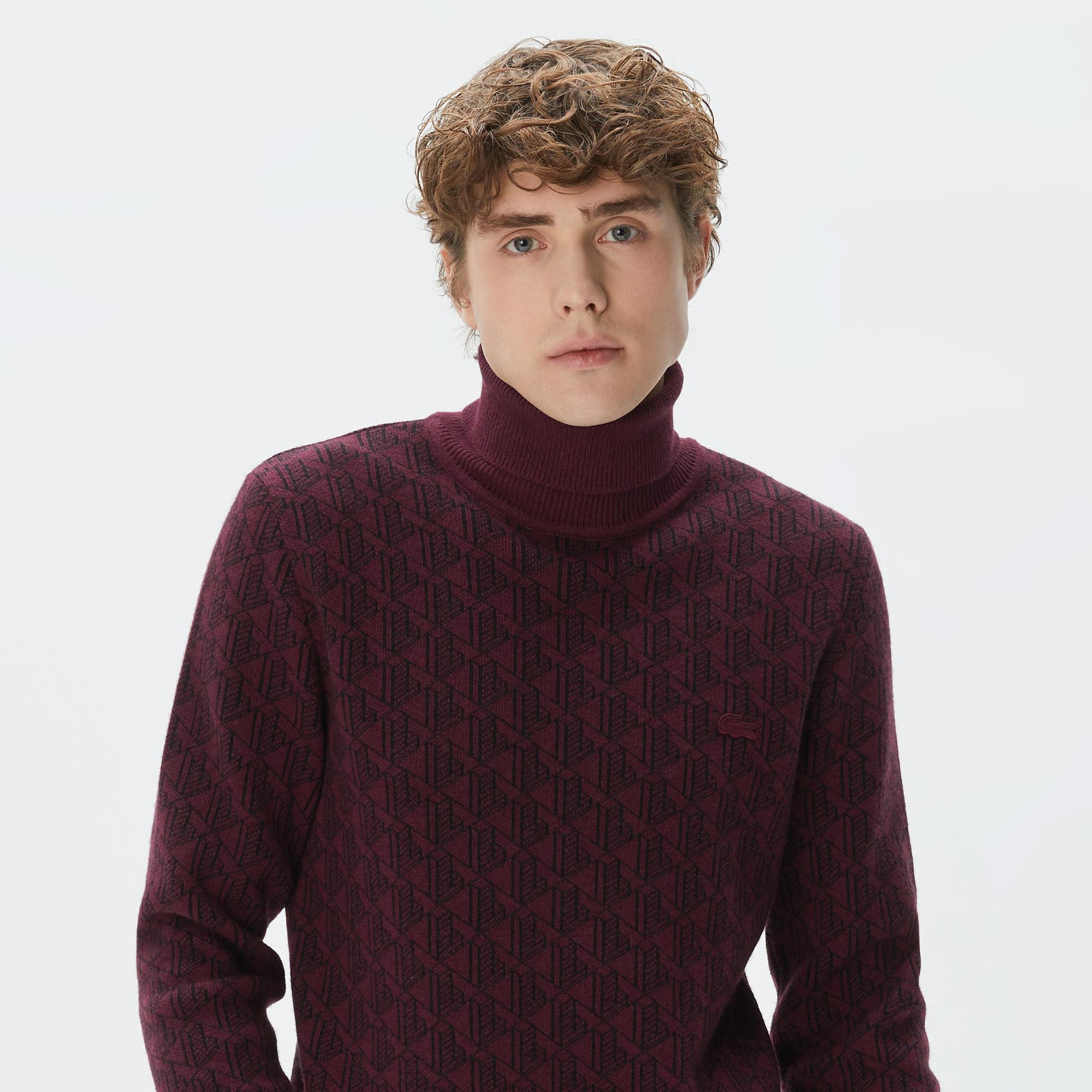 Lacoste Erkek Boğazlı Yaka Bordo Triko