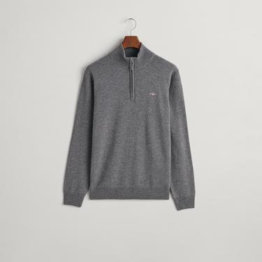  GANT Erkek Gri Regular Fit Yarım Fermuarlı Yün Kazak