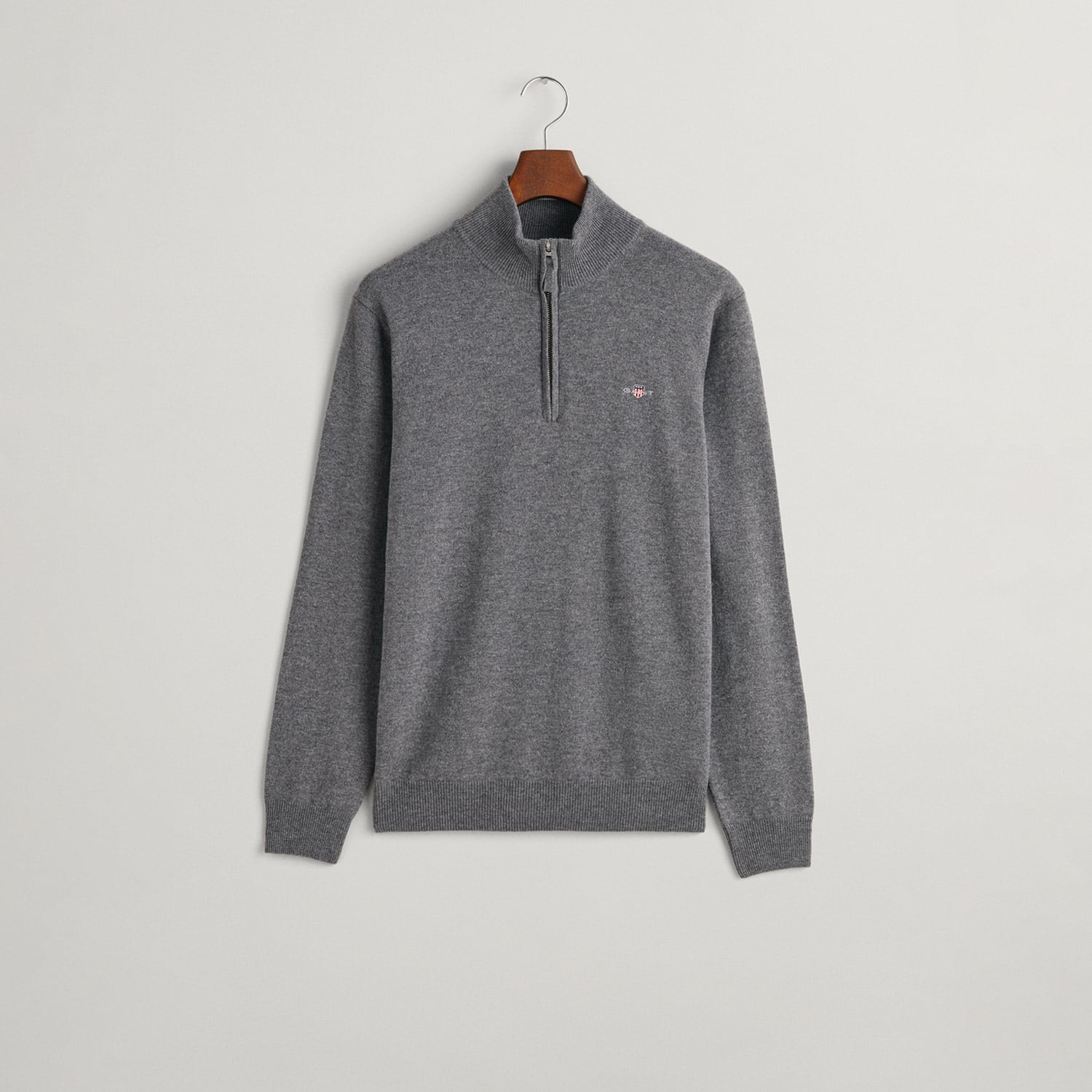  GANT Erkek Gri Regular Fit Yarım Fermuarlı Yün Kazak