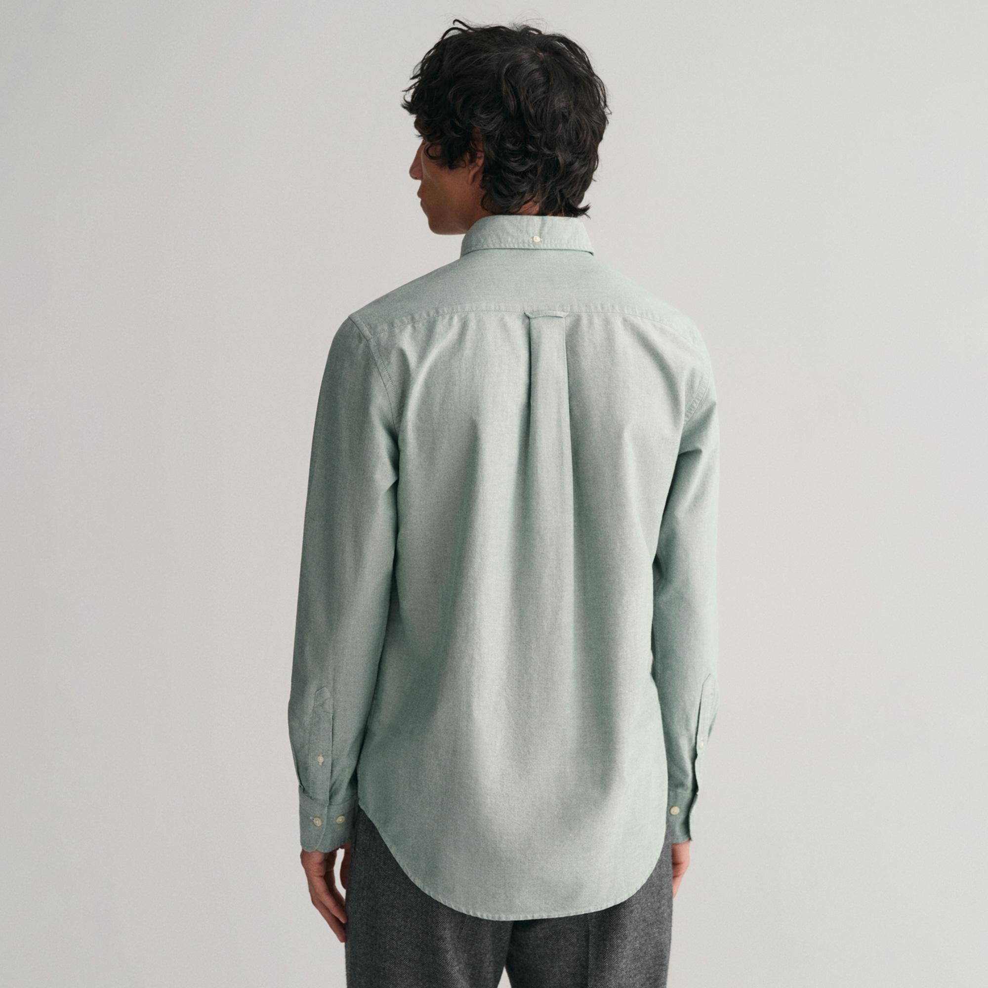 GANT Erkek Yeşil Regular Fit Düğmeli Yaka Oxford Gömlek