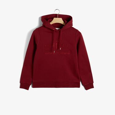  GANT Kadın Bordo Regular Fit Kapüşonlu Logolu Sweatshirt