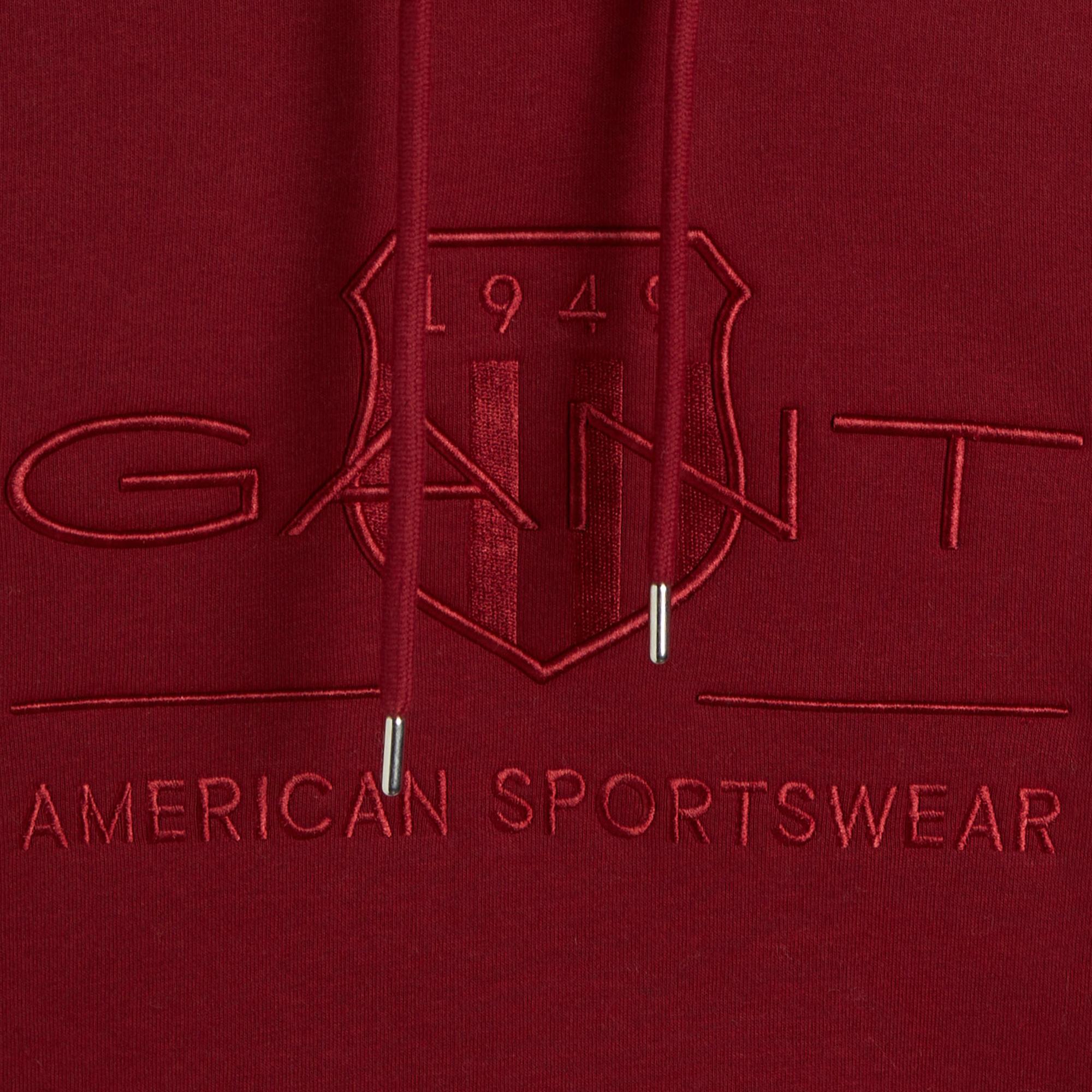 GANT Kadın Bordo Regular Fit Kapüşonlu Logolu Sweatshirt