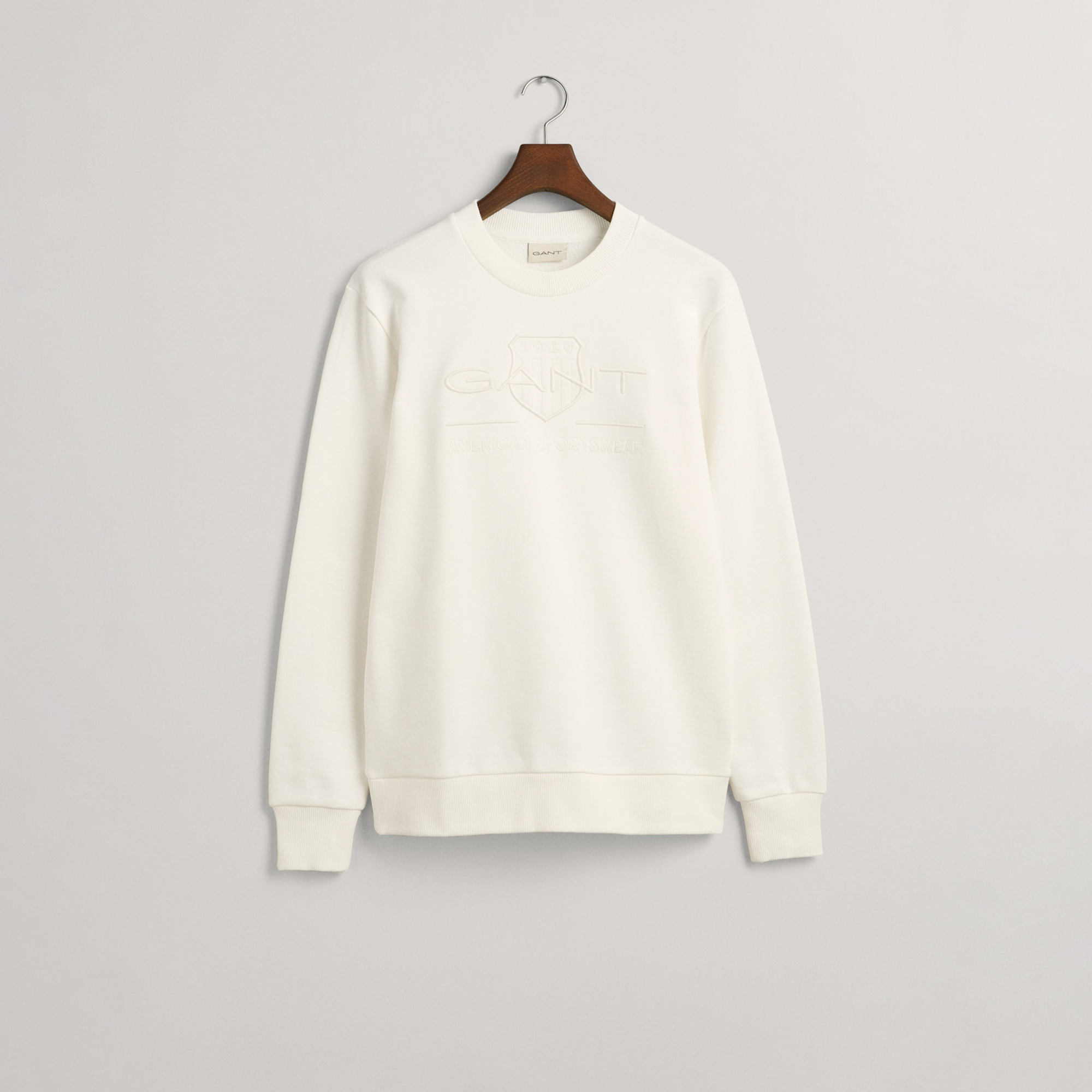  GANT Erkek Krem Regular Fit Bisiklet Yaka Logolu Sweatshirt