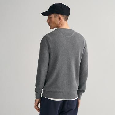  GANT Erkek Gri Regular Fit Bisiklet Yaka Kazak