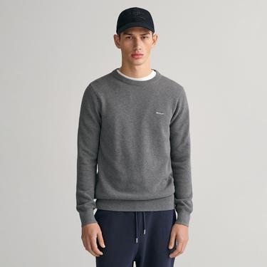  GANT Erkek Gri Regular Fit Bisiklet Yaka Kazak