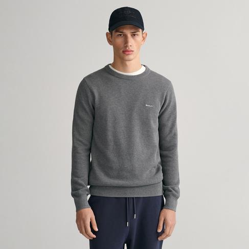  GANT Erkek Gri Regular Fit Bisiklet Yaka Kazak