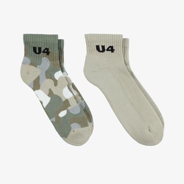  UNITED4 Unisex Gri 2'li Çorap