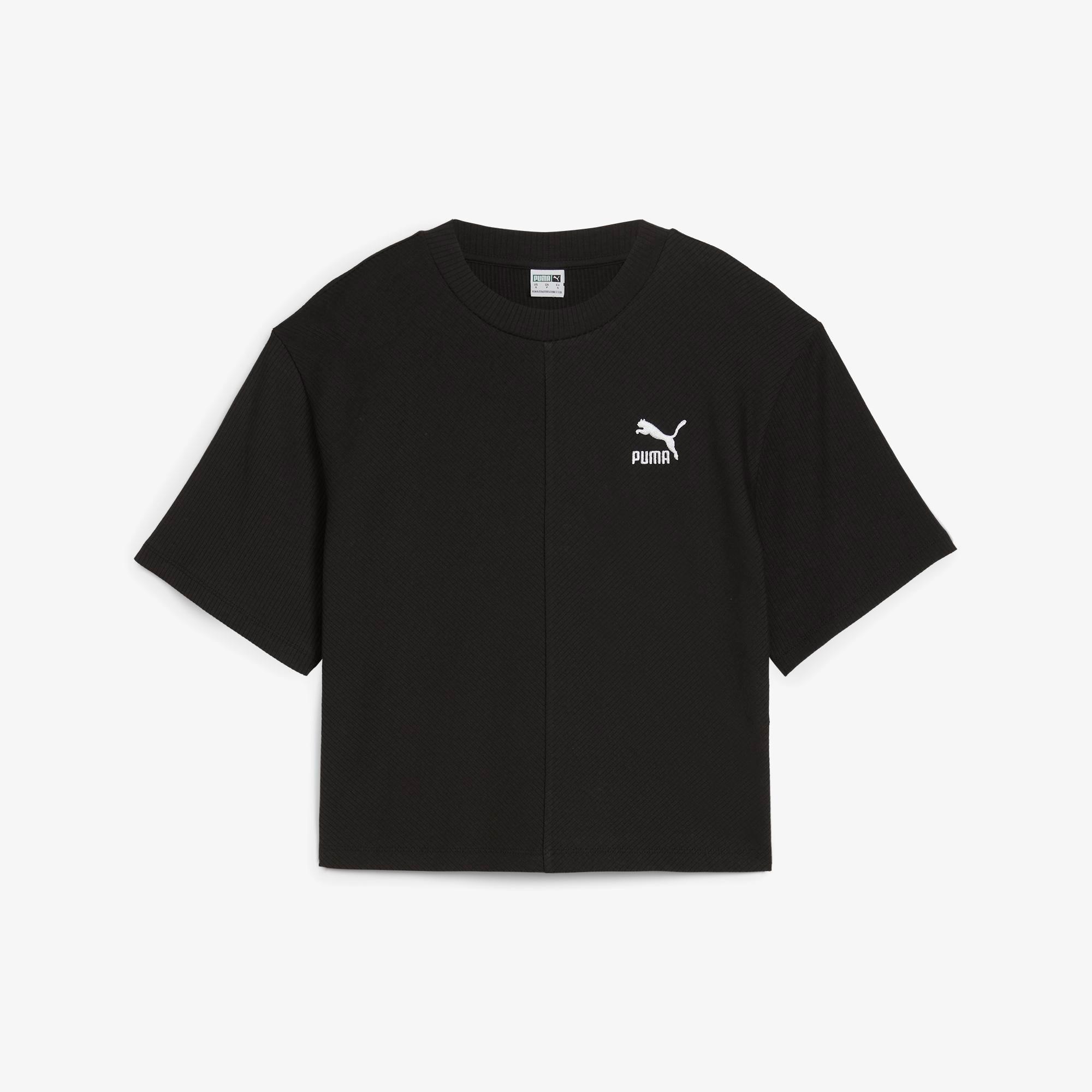 Puma Classıcs Ribbed Relaxed Kadın Siyah T-Shirt